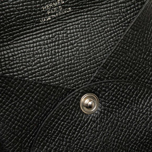 Hermès Bastia Wallet/Coin Case Black Epsom Leather Women's HERMES